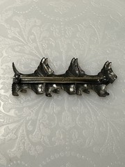 Vintage Sterling Silver Scottie Dog Trio Brooch Pin Terrier Dogs