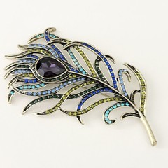 Heidi Daus Signed Rare Big Peacock Feather Rhinestone Statement Brooch Pin