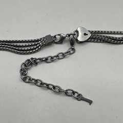 Multi Strand Enamel Rhinestone Slide Pendant Necklace Silver Tone 16-21”