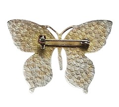 Vtg Cloisonné Butterfly Brooch Pin Red Pink Gold Tone Brass Enamel
