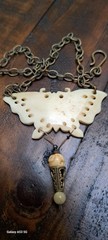 VTG Tibetian Carved Butterly Pendant Necklace