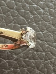 Art Deco 14k Yellow Gold White Topaz Wedding Band Ring Solitaire .4ct Sz 4.75