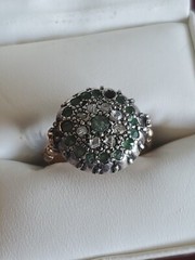 .80 Ct. Super RARE 1800s 14K GOLD EMERALD & ROUGH CUT DIAMOND RING SZ-8 #217