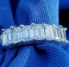 Original EARTH MINED DIAMOND Emerald cut Deco Wedding Band SOLID PLATINUM Ring 6