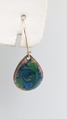 Enamel on Copper Dangle / Drop Earrings W/ 14kt Gold French Wire Clasp