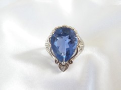 Vintage Sterling Silver 925 Large 10ct Natural Heated London Blue Topaz Ring 6