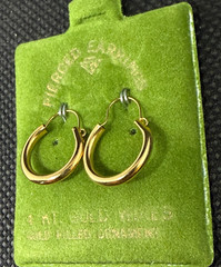 Vintage Solid 14kt Gold Earwire Gold Filled Hoop Earrings 0.72g NOS