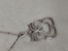 Vintage 1974 Avon Mayan Pendant Necklace Silver Tone Modernist Brutalist Hinged