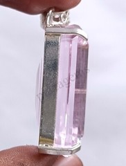 100 CT PINK Topaz Certified EMERALD SHAPE 925 Solid Silver Pendant Gems 5ATZ