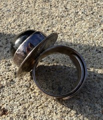 Taxco Native Sterling Silver Onyx Adjustable Ring Sz 7 Mexico