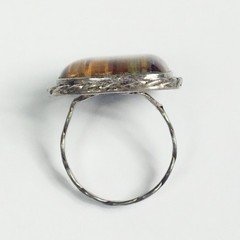 Vintage Sterling Silver Rope Edge Large Tiger’s Eye Ring Size 9.75 Braided Band