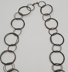 VTG 925 MWS Round Ring Link Necklace 32in Sterling Silver Solid Hoops 50g Estate