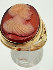 Antique 14Kt Solid Yellow Gold Heavy Carnelian Cameo Bearded Man Ring 10g S11