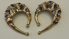 Vtg Idemaria IIQuartorecchino Signed Swarovski Crystal Glamour Ear Cuff Earrings