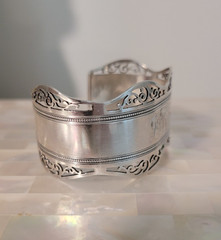 Antique 1898 M&C Edinburgh Sterling Silver Hallmarked Cuff Bracelet 26.8 gr