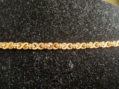 Vintage Gold Toned XO Hugs And Kissess Tennis Bracelet With Clear And Pink…