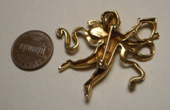 Vintage Metropolitan Museum of Art Winged Golden Cherub Cupid Brooch signed MMA
