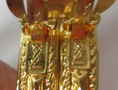 Yves Saint Laurent Large Hoop Clip On Earrings Gold Tone YSL France 53.38g VTG