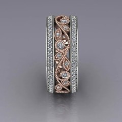 1.07 Ct Round Cut Floral Moissanite Leaf and Vine Wedding Eternity Band Ring