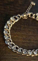 Estate Sale – Beautiful Gold Tone Combined Chain Bracelet CZ Stones Vintage
