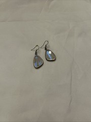 Blue Morpho Butterfly Wing And Silver Earrings
