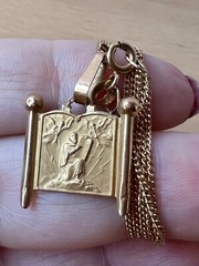 UNIQUE VINTAGE 14K TORAH 10 COMMANDMENTS MOSES PENDANT NECKLACE MADE IN ISRAEL