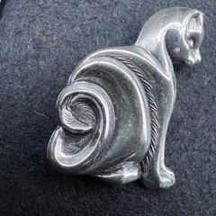 Vintage Beau Sterling Silver Cat Kitten Brooch 1.5″ 3.1g