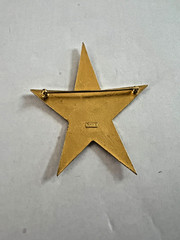Vintage TRIFARI Gold and White Enamel Gold Tone Star Brooch Pin, Very Elegant!