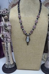 Czech Glass Necklace Fire Opal AB Beads 22” Tagged By Maker
