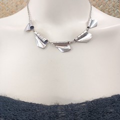 Modernist Silver Necklace Sculptural Artisan Bib Statement Abstract Handmade VTG