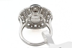 Contemporary Signed JTV Sterling Silver Tahitian Pearl White Topaz Ring Sz 7