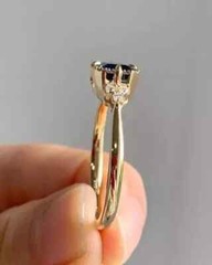 Art Deco Style Emerald Cut Sapphire Lab Created Diamond 14K Gold FN Wedding Ring