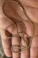 Signed Krementz Necklace Yellow Gold Filled Rope Chain 20 Inches