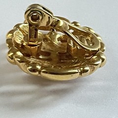 Vintage Monet Shiny Gold Tone Basketweave Clip Earrings Very Good Condition
