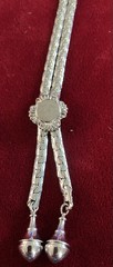 Vintage Silvertone Bolo Necklace Lariat-style Chain Flower Slider Closure 26”