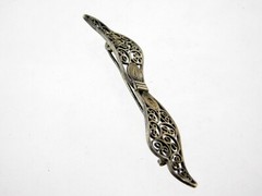 Vintage 800 Silver Filigree Bow Brooch or Pin 2.5 Inches Long 3.5 Grams Weight