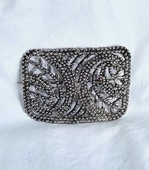 Antique Vintage 19th Century French Cut Steel Brooch Pin Art Deco