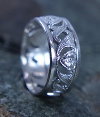 Vintage UNCAS Flower Band Ring Size 7 Sterling Silver Openwork Scroll Filigree