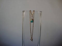 VTG GOLD PLATED LEAVES TURQUOISE NUGGET + GOLD PLATED 8.5″ ANCHOR CHAIN BRACELET