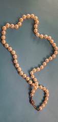 Vintage 1957 Japanese Cultured Akoya Pearl Necklace W/Sterling Clasp 16″ Cream