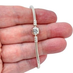 Pandora Moments Barrel Clasp Snake Chain Sterling Silver 925 Bracelet 7.5″