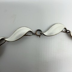 VTG Finn Jensen Norway Sterling Silver White Enamel 17″ Necklace 33.7g#yde