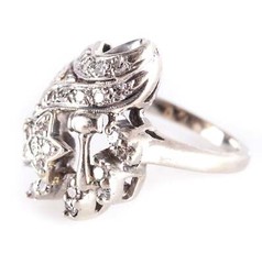 Vintage 1940’s 14k White Gold Single Round Diamond Star Style Ring .20ctw 4.7g