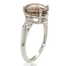 Platinum 6.37 Carat Champagne/Light Brown Genuine Zircon Diamond Ring (#J6923)