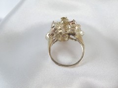 Vintage Sterling Silver 925 3D Pinwheel Irradiated Tourmaline Unique Ring Size 7