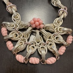 Vintage Silver Pink Beads Necklace, & Bracelet Lightweight Metal