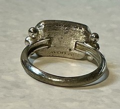 Vintage 1976 Avon Desert Azure Ring Faux Turquoise Cabochons Silver Tone SZ 5.25