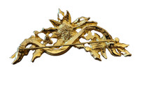 VTG Avon Gold Tone Faux Pearl Rhinestone Red Enamel Christmas Poinsettia Brooch