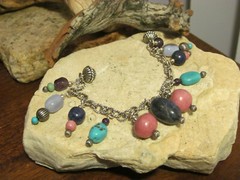 (R Carolyn Pollack 925 Sterling Silver Multi Stone Dangle Magnet Bracelet 41.4g