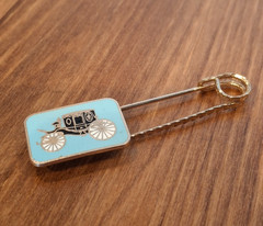 Vintage baby blue carriage wagon scarf tie decorative enamel pin